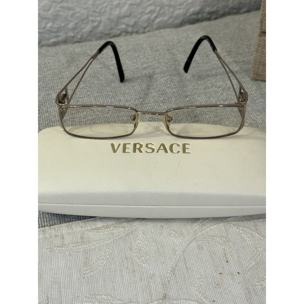 Versace Mod. 1111 Women's Eyeglasses Silver Rectangular Frames Medusa w/ Case